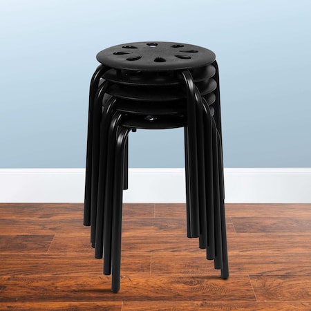 Flash Furniture Plastic Nesting Stack Stools, 17.5"Height, Black, PK5 LE-S1-BLACK-GG